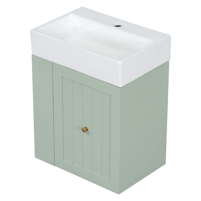 Modern Bathroom Vanity With Sink, Storage Cabinet, Drawer & Side Shelf