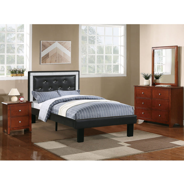 Glamours Style Bed With Diamond Tufted Padded Headboard