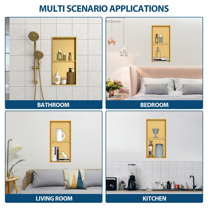 Modern Stainless Steel Shower Niche Double Shelf For Bathroom