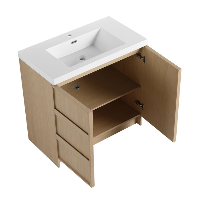 Freestanding Bathroom Vanity With Sink & 2 Soft Close Cabinet Doors