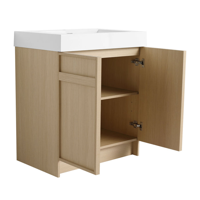 Freestanding Bathroom Vanity With Resin Sink & Soft Close Cabinet Doors