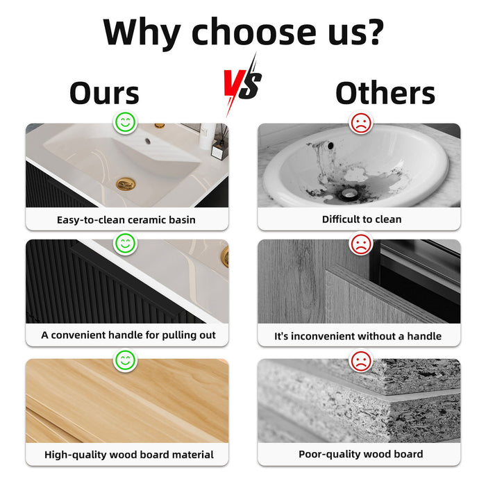 Modern Wall Mounted Floating Bathroom Vanity With Sink And Drawers