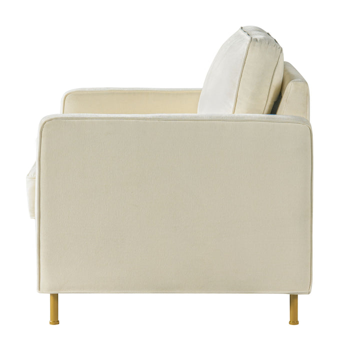 Accent Chair Upholstered Single Sofa With Square Arms, Sewn Pillow Back For Living Room