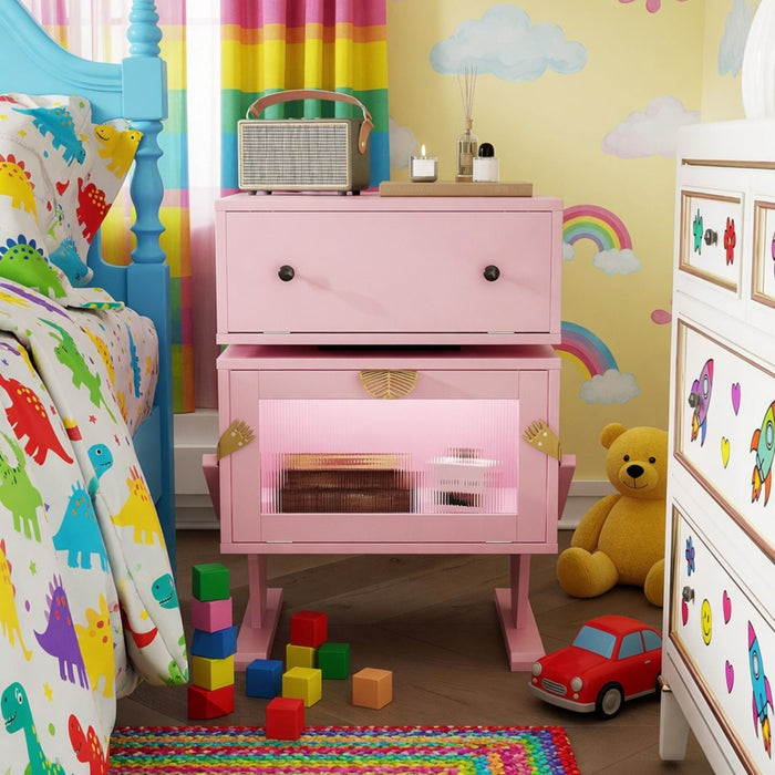 Robot LED Nightstand With 360° Rotating Drawer