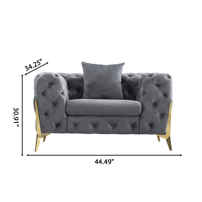 Accent Chair With Diamond Button Tufting, Matching Throw Pillow