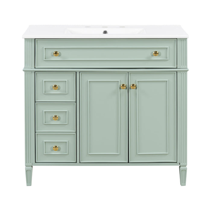 Bathroom Vanity With Sink, 3 Drawers & 2 Doors