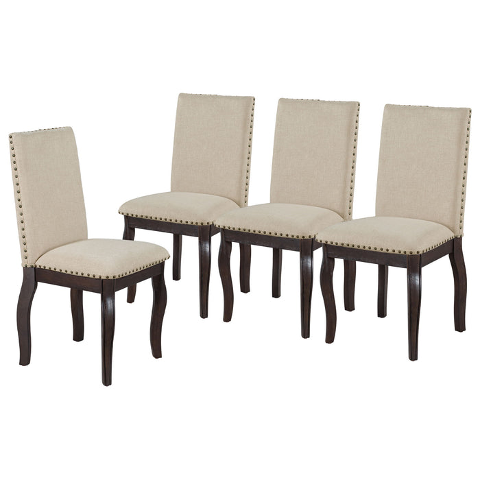 Round Extendable Dining Table Set With 4 Upholstered Chairs