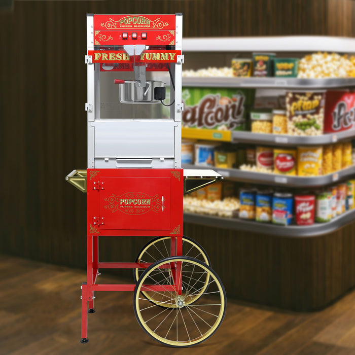 Popcorn Machine On Wheels, 20 Ounce Capacity, 1440W - Red