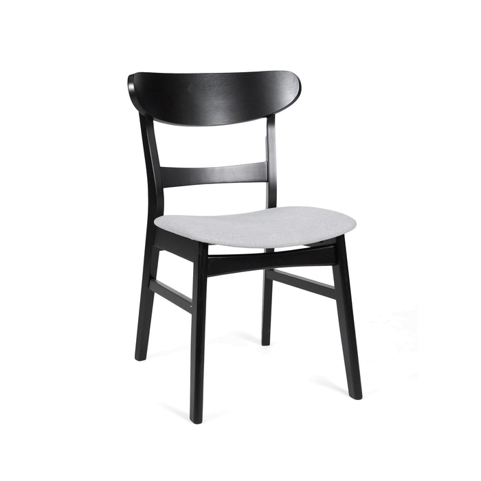5 Piece Dining Set With 1 Table And 4 Upholstered Chairs - Black / Light Gray