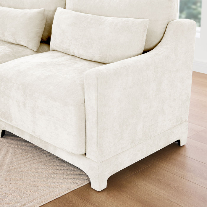 Stylish Sofa With Ottoman And Lumbar Pillows, Ergonomic Design