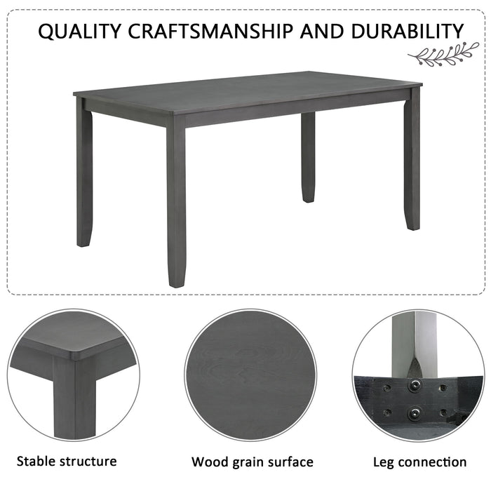 Modern 6 Piece Dining Table Set With Bench And Chairs For Dining Room Or Kitchen - Gray