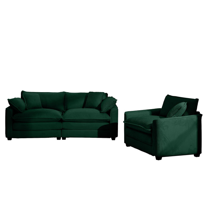 Elegant Corduroy Oversized Sectional Sofa Set With Deep Seats And Flexible Layout