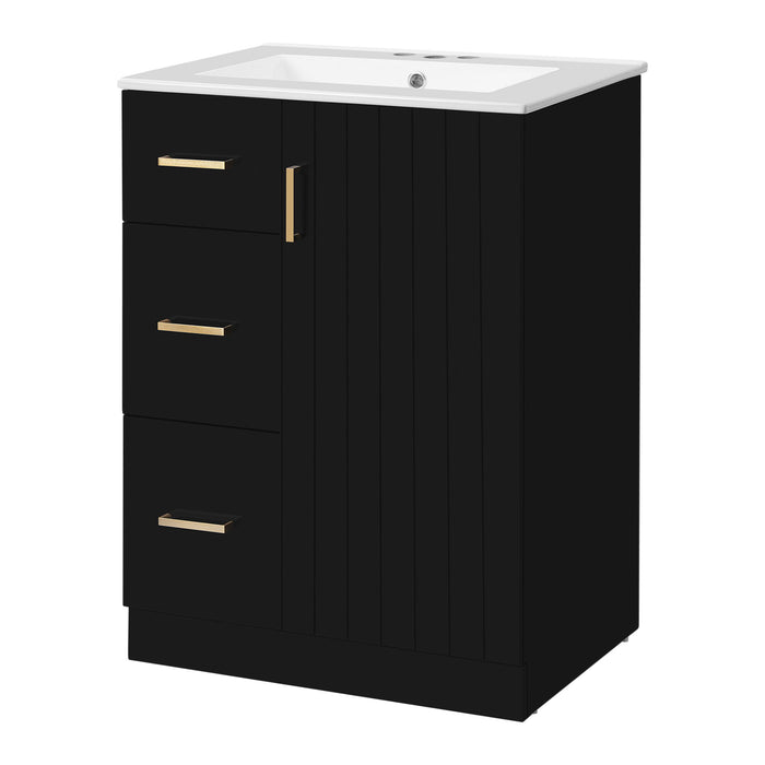 Bathroom Vanity With Sink, Compact Cabinet With 2 Drawers And Soft-Closing Door, Under-Mount Basin - Black