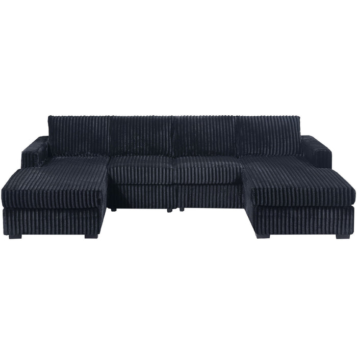 U-Shaped Sectional Set With Cushion Back Armless Chairs Right And Left Arm Chaise