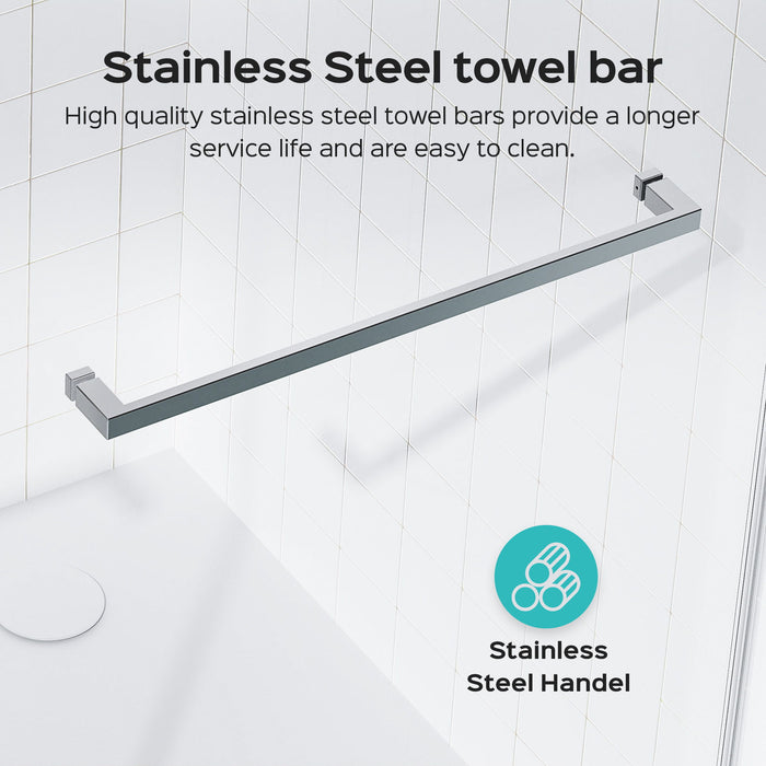 Frameless Double Sliding Shower Door In, Thick Tempered Glass, Reversible Installation