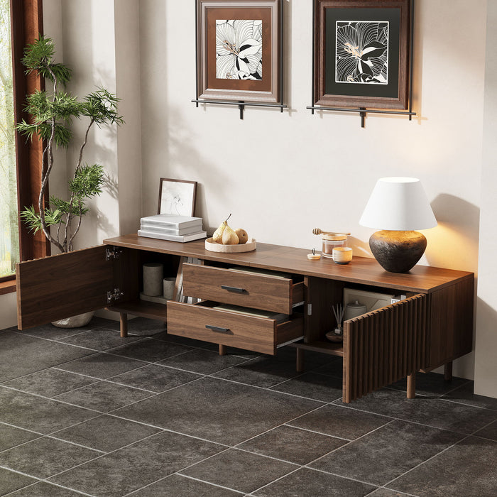 TV Stand For TVs Up To 80", Media Entertainment Center With Ample Storage - Dark Brown