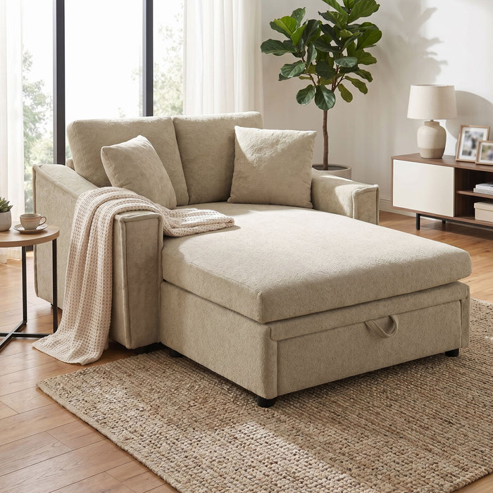 Modern Chaise Sofa With Hidden Storage For Living Room