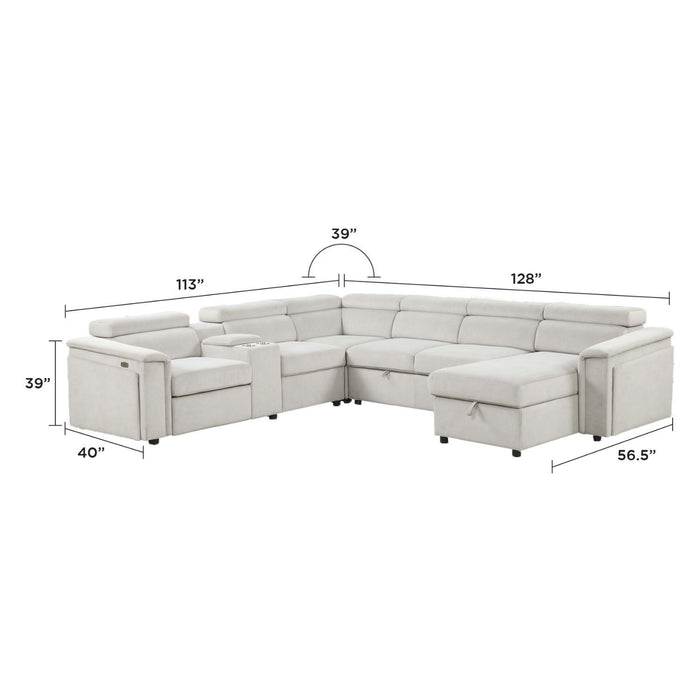 Harvey - Power Recliner Sectional Sleeper - Beige