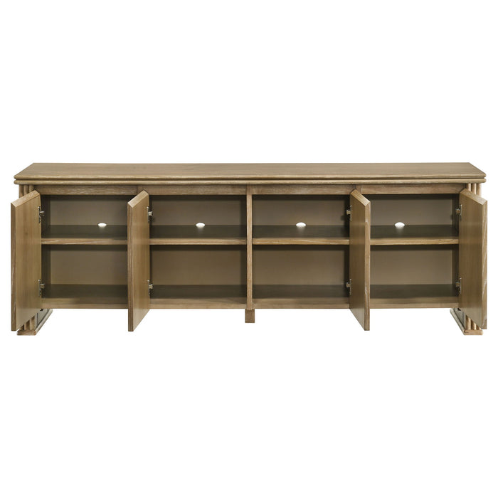 Dreydon - 4 Door TV Stand With Adjustable Shelves And Cable Management - Light Brown