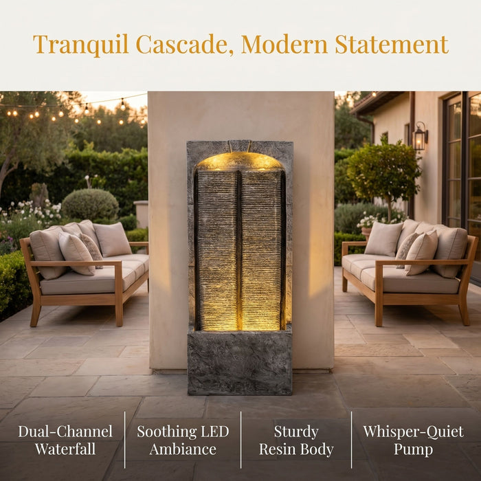 Modern Outdoor Water Fountain With LED Lights