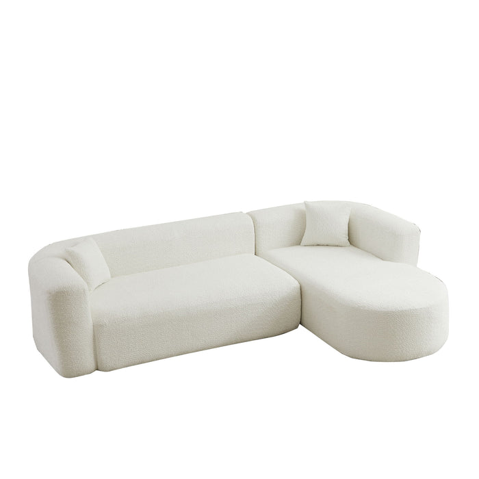 L - Shape Boneless Cloud Couch With 2 Throw Pillows For Living Room