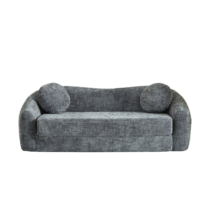 Curved Convertible Sofa, 2 In 1 Frameless Folding Sofa Bed With Pull Out Base And Deep Seat