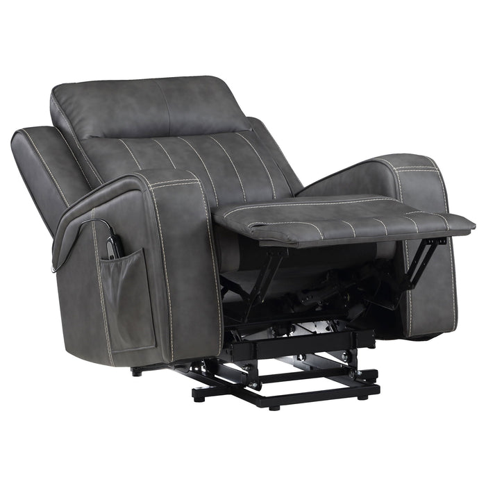 Mckinley - Upholstered Power Lift Recliner Chair With Remote Control - Gray
