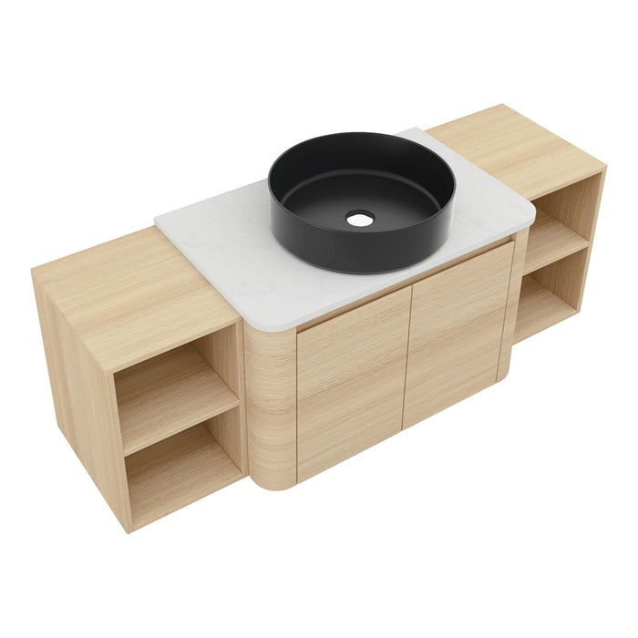 Mounted Bathroom Vanity With Art Sink, 2 Storage Shelves, Soft Close Door