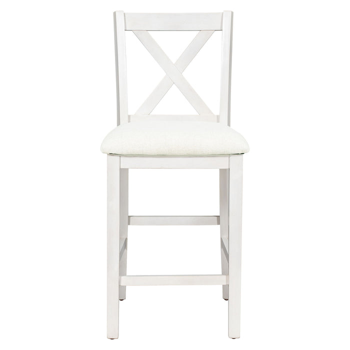 5 Pieces Counter Height Rustic Farmhouse Dining Room Wooden Bar Table Set With 2 Stools And 2 Chairs