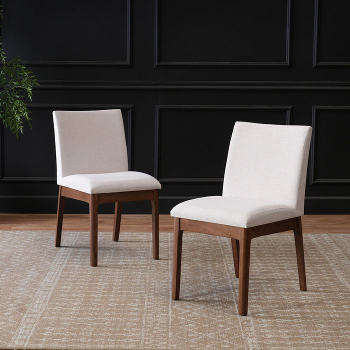 Dining Chairs With Upholstered Seat And Backrest (Set of 2) - Light Beige / Walnut