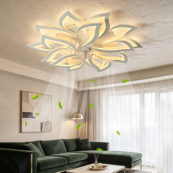Ceiling Fan With Remote Control And Lights, 6 Speeds, 3 Color Temperatures, Low Profile Flush Mount