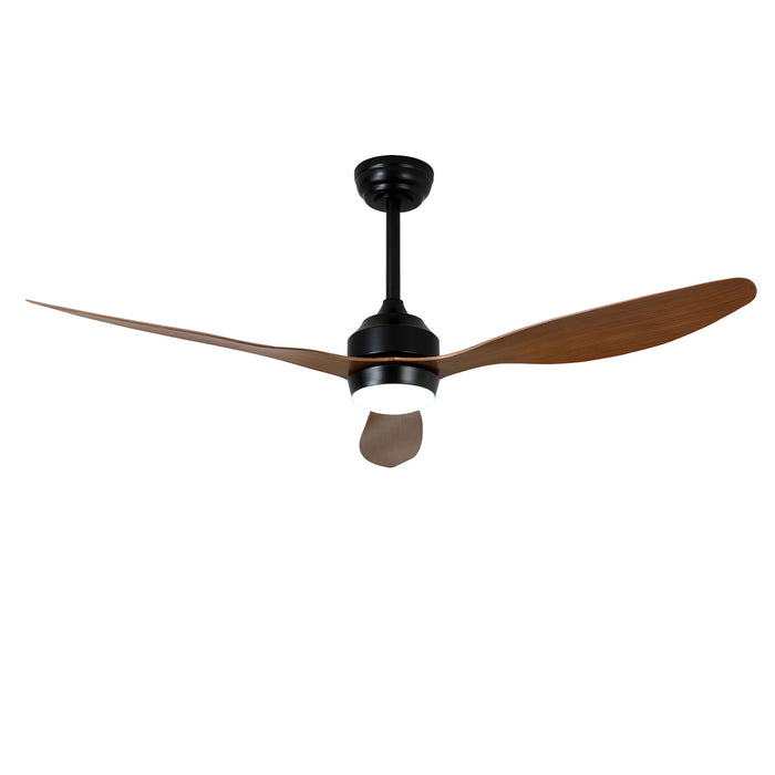 Ceiling Fan With Lights Quiet DC Motor 3 Blade Ceiling Fans 6 Speed Levels, Reversible Ceiling Fan - Matte Black / Wood