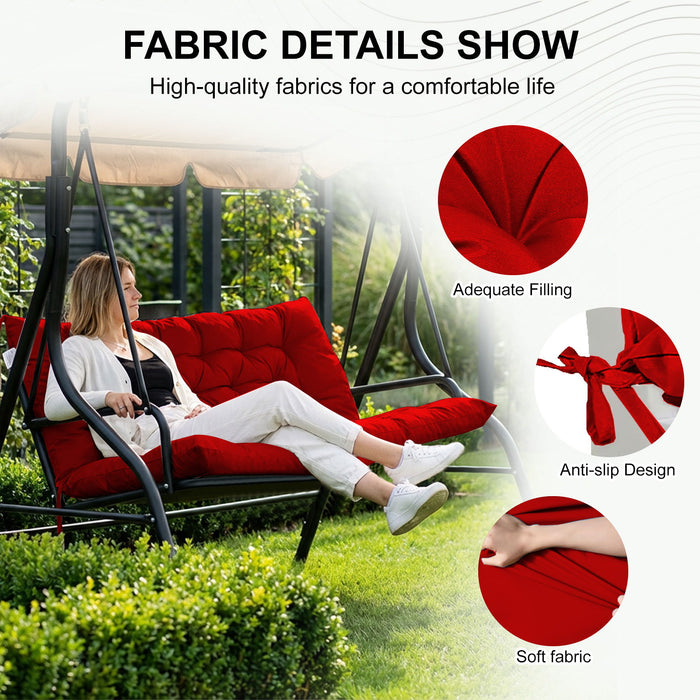 3 Seater Outdoor Porch Swing Cushion With Backrest