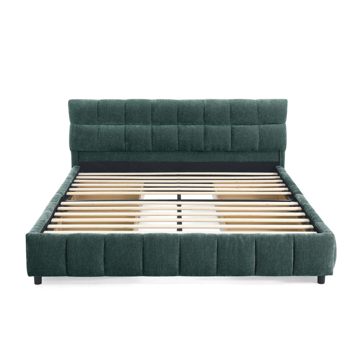 Modern Platform Bed Frame With Thick Chenille Fabric