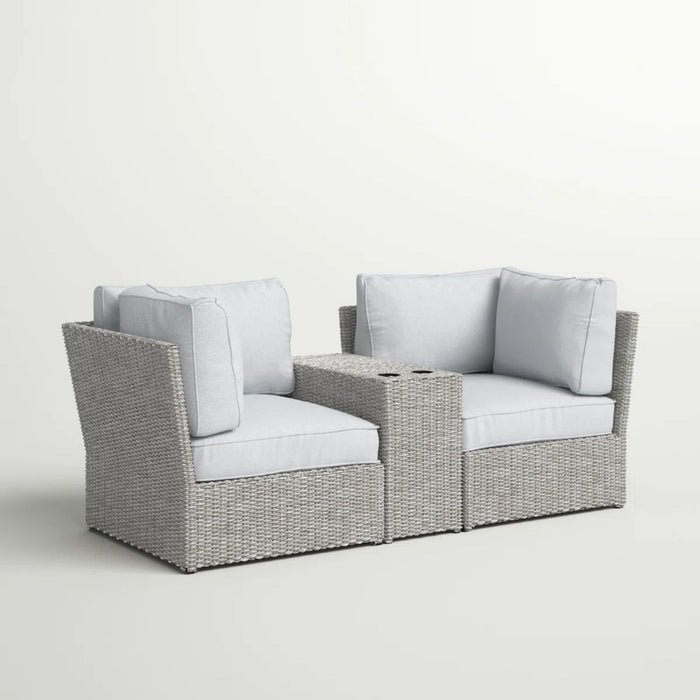 Outdoor Wicker Loveseat With Cushions