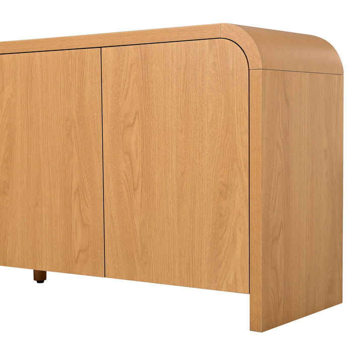 Curved Edge TV Stand With Large Cabinets