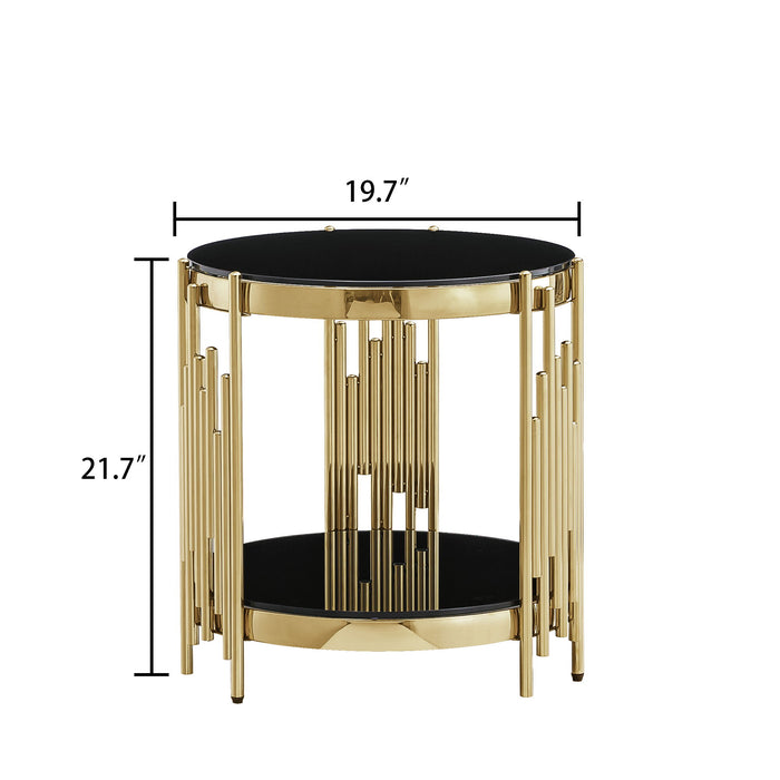 Round Double Tier Table With Flute Shaped Tube Legs