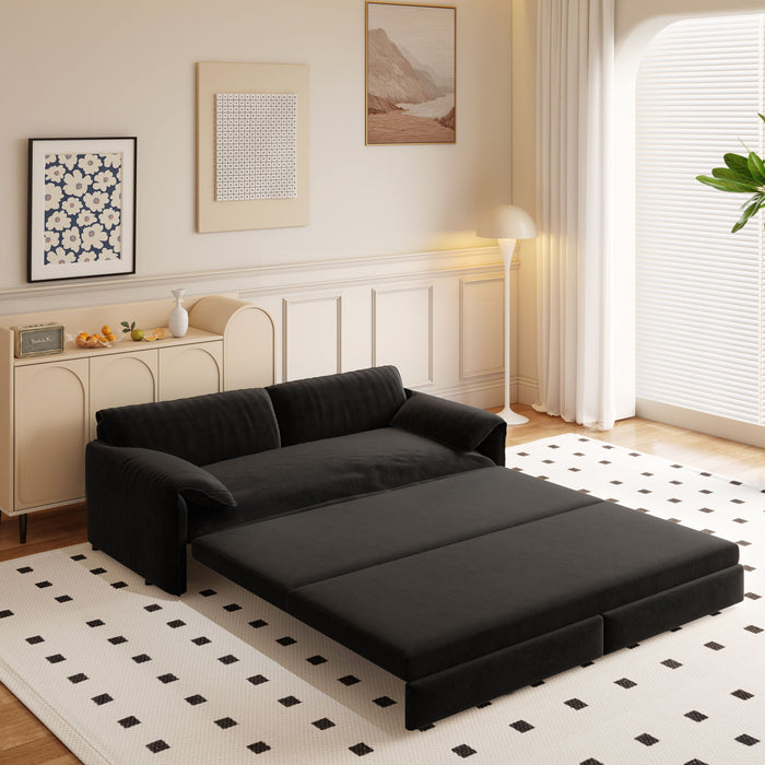 Queen Pull Out Sofa Bed With Side Storage