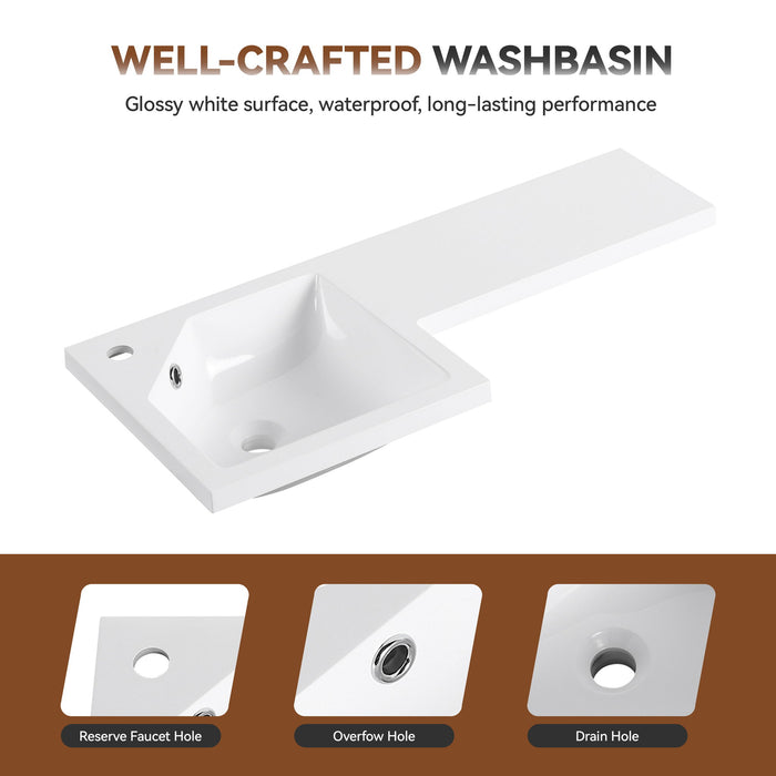 L-Shaped Wall Mounte Floating Bathroom Vanity With Integrated Sink