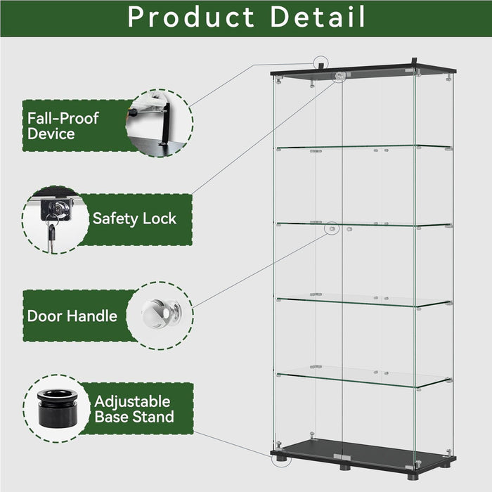 Display Cabinet With Shelf Double Doors And Lock