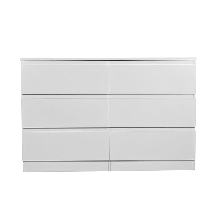 6 Drawer Dresser With Spacious Countertop And Concealed Handles