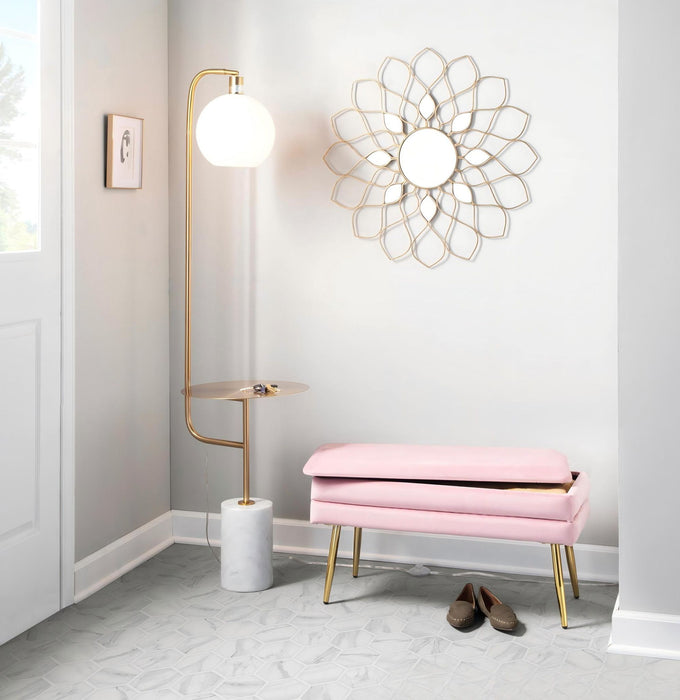 Symbol - Contemporary / Glam Floor Lamp Side Table - White Marble