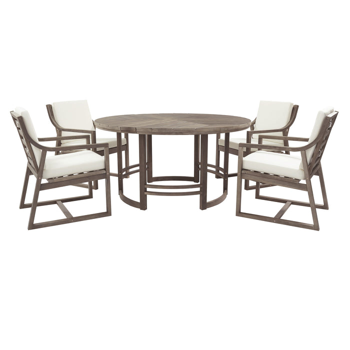 5 Piece Outdoor Dining Set, Patio Table And Chairs With Umbrella Hole
