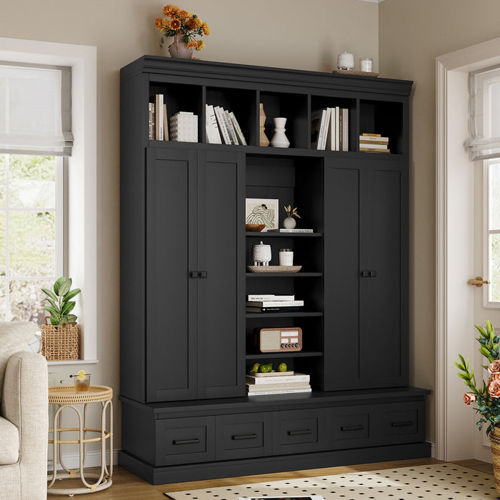 Hall Tree & Bench And 5 Storage Cubbies