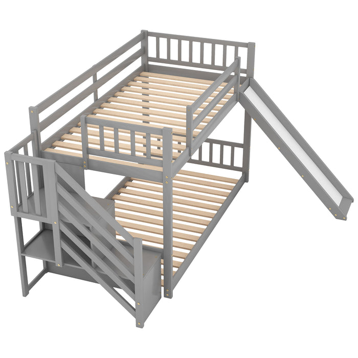 Bunk Bed With Convertible Slide And Stairway