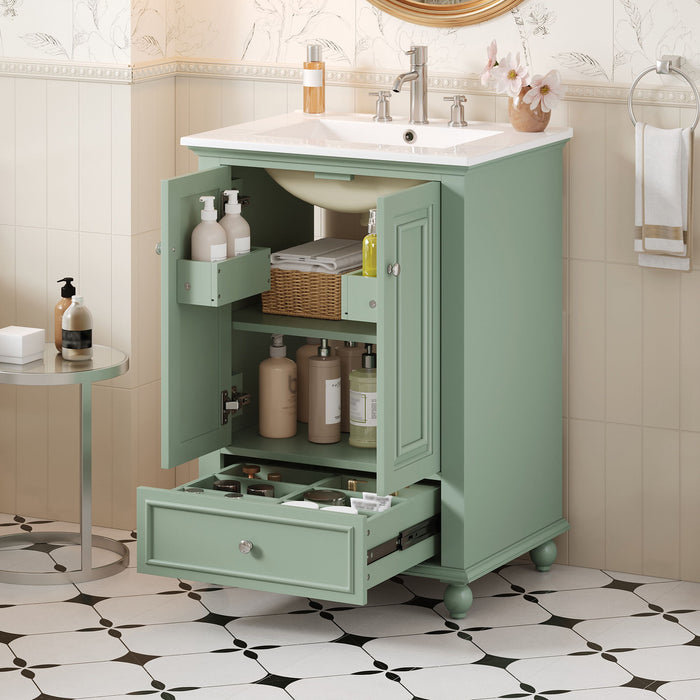 Modern Bathroom Vanity With Sink, Cabinet With Drawer And Dividers, Rectangular Storage Unit