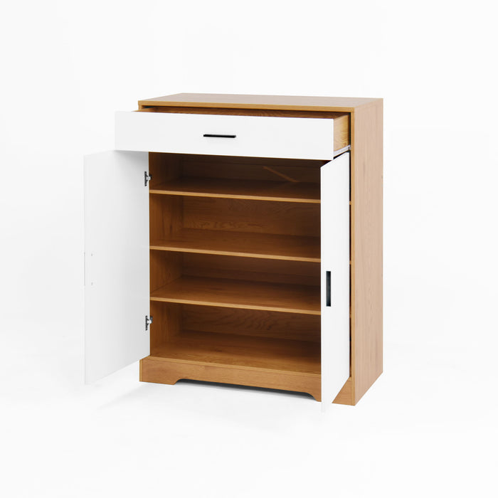 Freestanding Wooden Shoe Cabinet, 4 Tier Organizer With Drawer