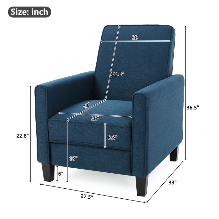 Upholstered Push Back Recliner Chair For Living Room