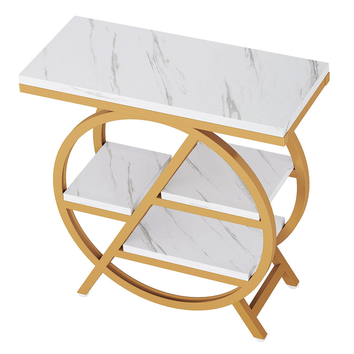 Modern Narrow End Table With 3 Tier Shelves