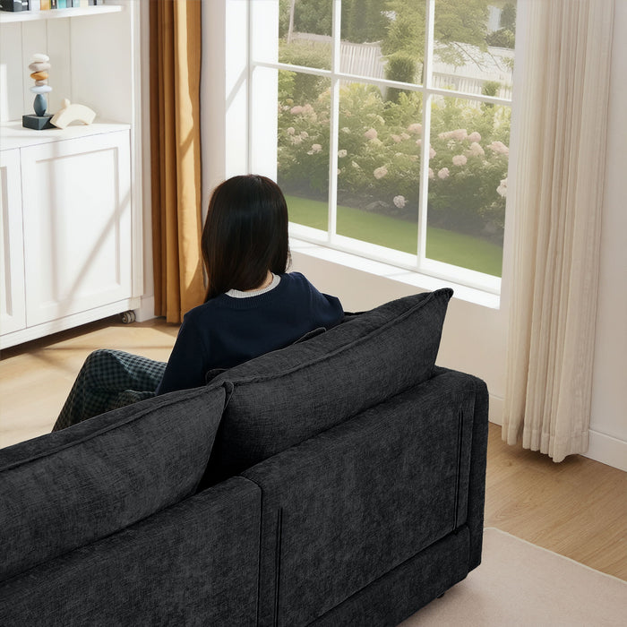 Contemporary Modular Sectional Sofa Set With Movable Ottoman